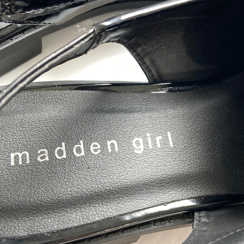 Madden Girl Black Faux Patent Leather Slingback Penny Loafers Womens 8 - Picture 7 of 8